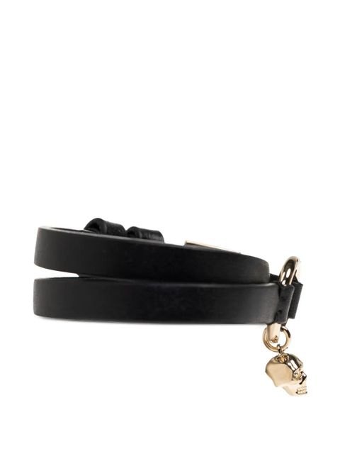 Alexander McQueen skull-charm leather bracelet - Black