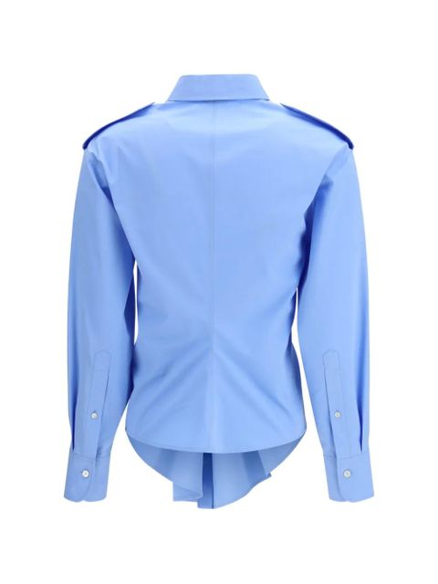 Alexander McQueen gathered shoulder-tab shirt - Blue - zdjęcie produktu nr 2