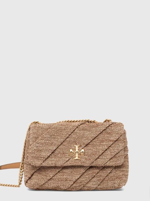 Tory Burch torebka Kira Draped Raffia Small kolor beżowy 154828.211