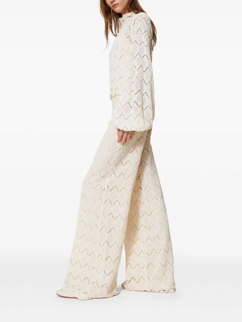TWINSET macramé palazzo trousers - Neutrals