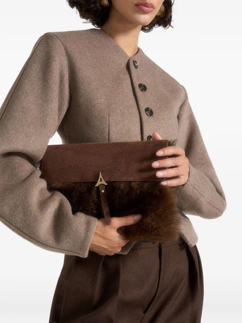 Manière De Voir Aliya faux-fur belted clutch bag - Brown - zdjęcie produktu nr 2