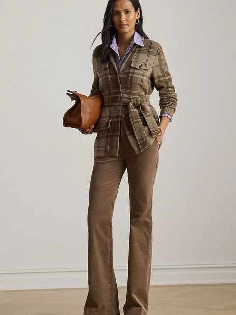 Lauren Ralph Lauren marynarka kolor brązowy jednorzędowa wzorzysta 200979709