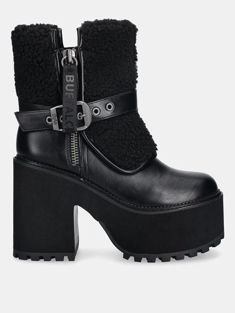 Buffalo botki Killah Fold Boot Warm damskie kolor czarny na słupku 1220081-BLK