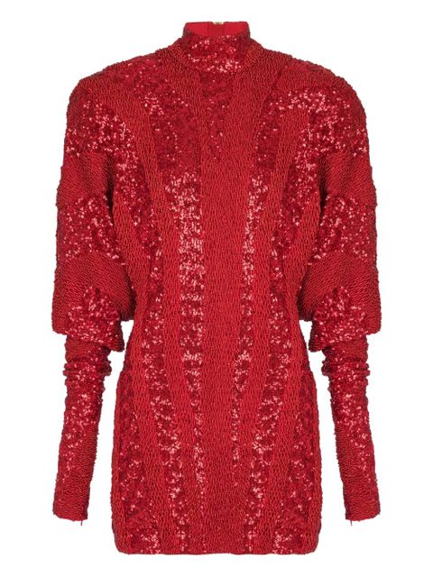Balmain sequin mock-neck mini dress - Red - zdjęcie produktu nr 1