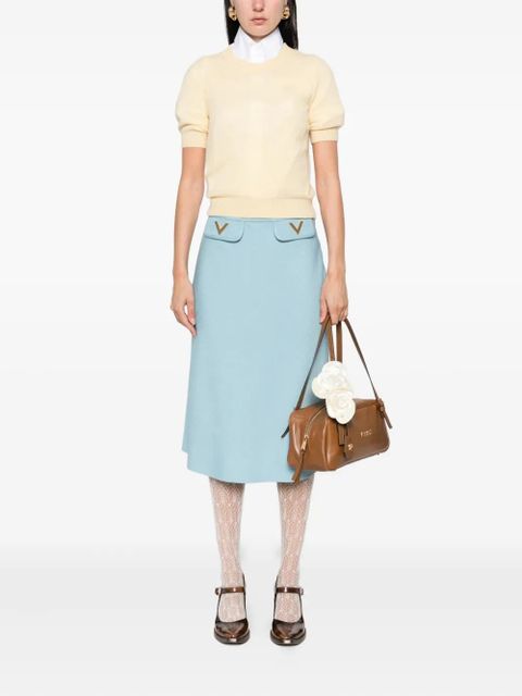 Valentino Garavani V-detail A-line midi skirt - Blue