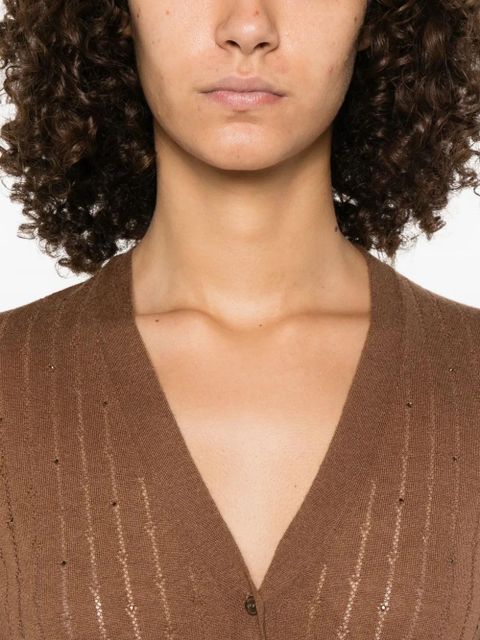 Max Mara ribbed embellished cardigan - Brown