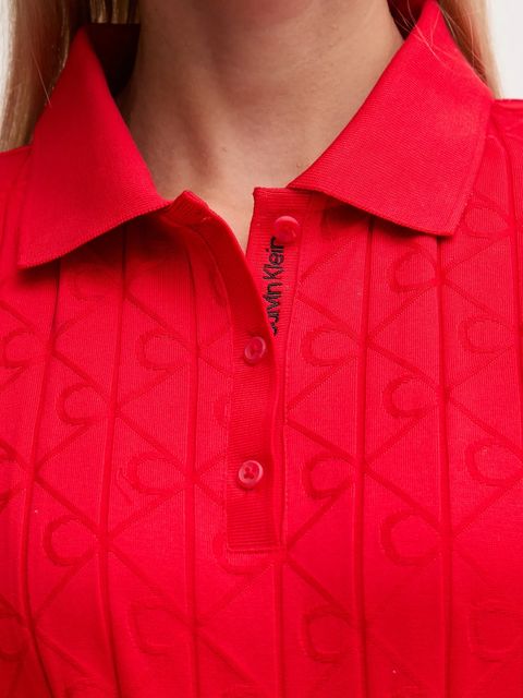 Calvin Klein Jeans sukienka bawełniana kolor czerwony mini rozkloszowana LV047D228G