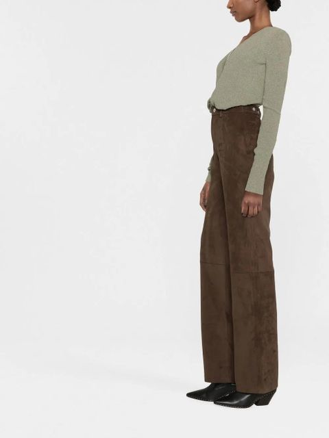 Nanushka faux-suede straight-leg trousers - Brown