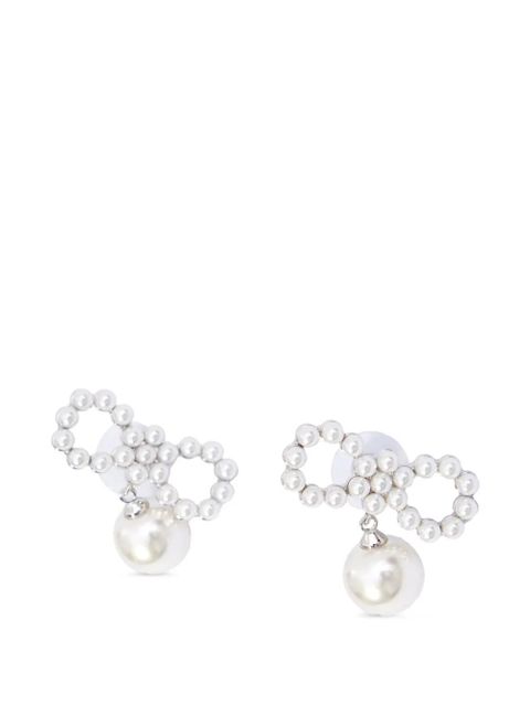 Self-Portrait white pearl bow earrings - Silver - zdjęcie produktu nr 1