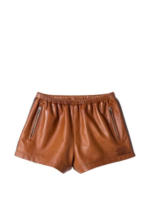 Miu Miu striped leather shorts - Brown - zdjęcie produktu nr 1