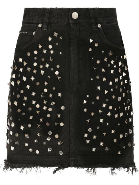 Dolce & Gabbana studded denim miniskirt - Black - zdjęcie produktu nr 1