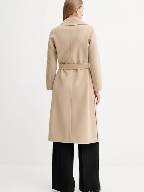 Weekend Max Mara płaszcz wełniany MANU kolor beżowy 2525016021600 - zdjęcie produktu nr 2