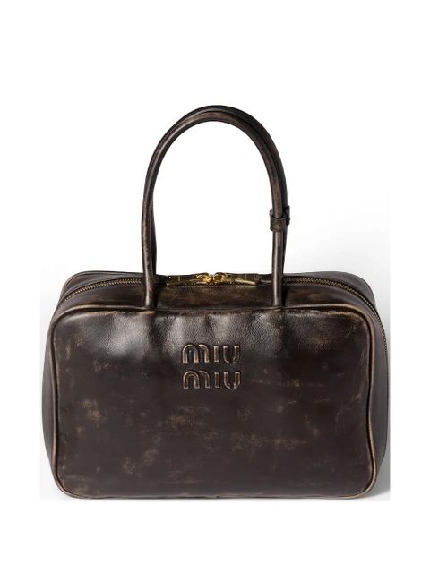 Miu Miu Beau logo-embossed zip-top tote bag - Brown - zdjęcie produktu nr 1