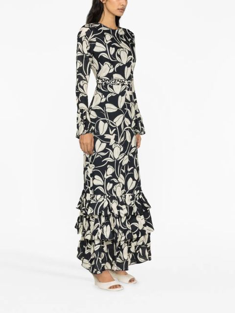 Agua By Agua Bendita Annato Flora-print ruffled linen dress - Blue - zdjęcie produktu nr 2