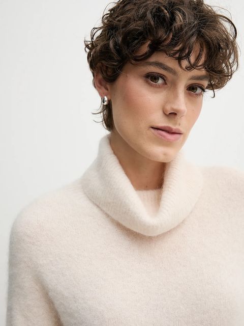 Sandro Ferrone sweter z dodatkiem alpaki damski kolor beżowy z golfem S9YBFNOME - zdjęcie produktu nr 2