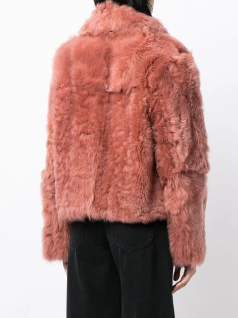 Yves Salomon cropped shearling leather jacket - Pink
