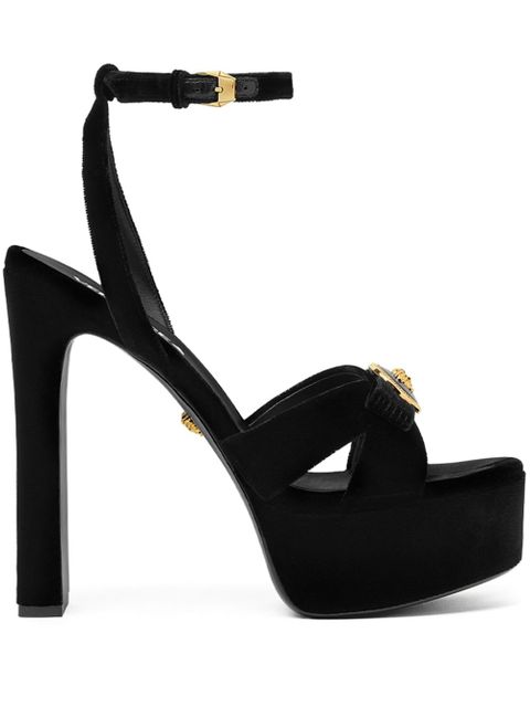 Versace 140mm Gianni Ribbon velvet sandals - Black - zdjęcie produktu nr 1