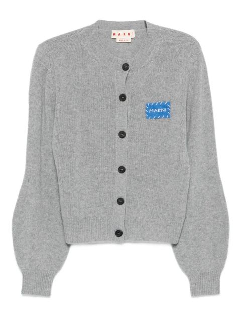 Marni button-fastening logo-patch cardigan - Grey - zdjęcie produktu nr 1