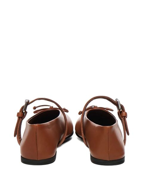 Miu Miu buckle-strap bow ballet flats - Brown
