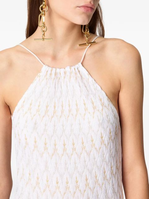 Missoni halterneck patterned maxi dress - White