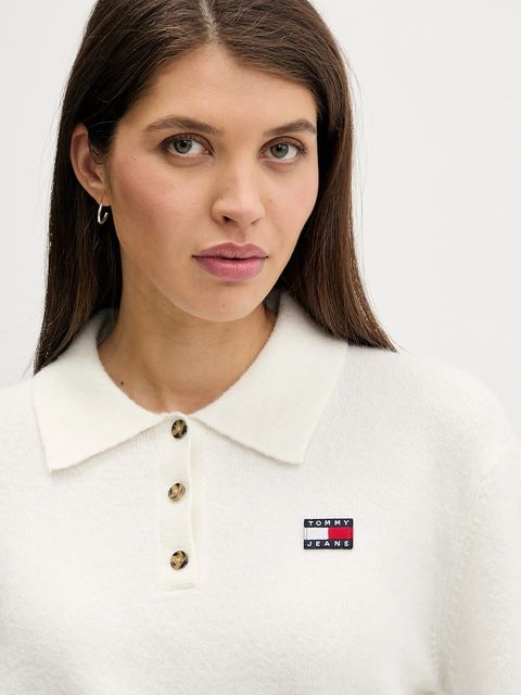 Tommy Jeans sweter z dodatkiem alpaki damski kolor beżowy DW0DW22558