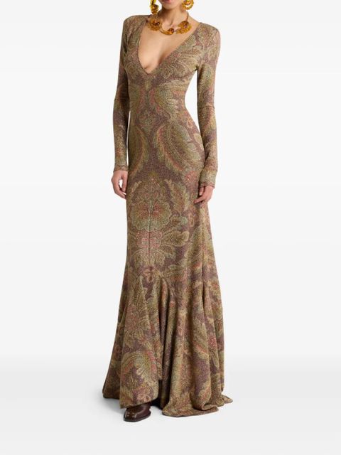 ETRO paisley-print ruffled dress - Brown - zdjęcie produktu nr 2