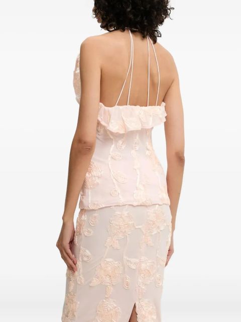 ROTATE BIRGER CHRISTENSEN rose-embellished halterneck top - Pink