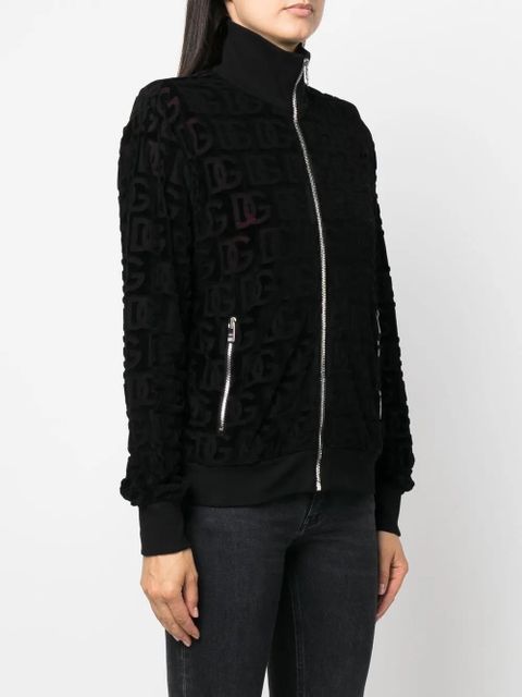 Dolce & Gabbana jacquard-logo zip-up sweatshirt - Black