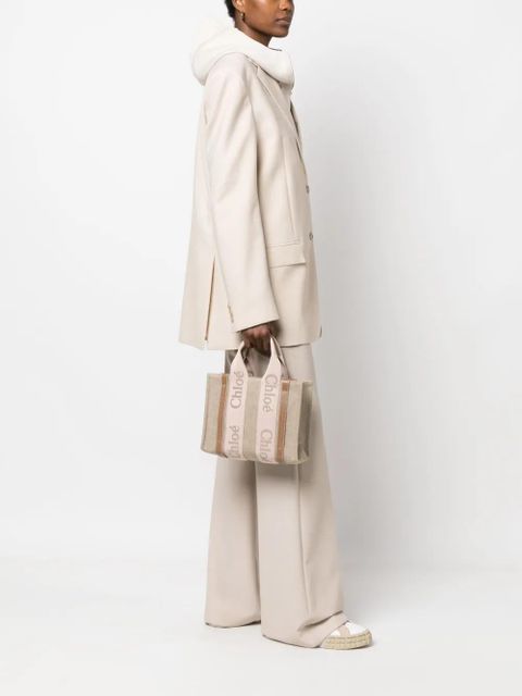 Chloé small Woody linen tote bag - Neutrals - zdjęcie produktu nr 2