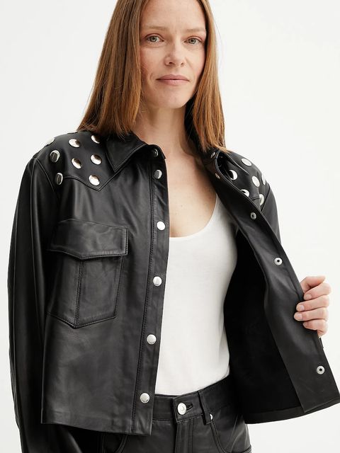 Gestuz kurtka skórzana kolor czarny przejściowa 10910464