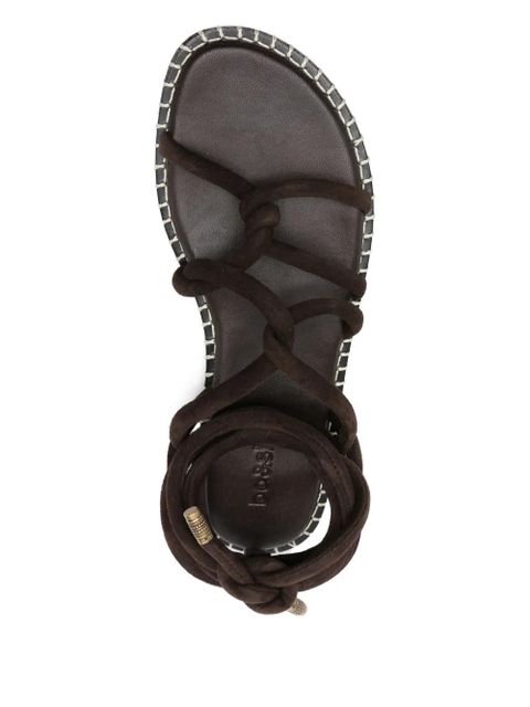 Ba&Sh Cuba leather lace-up sandals - Brown
