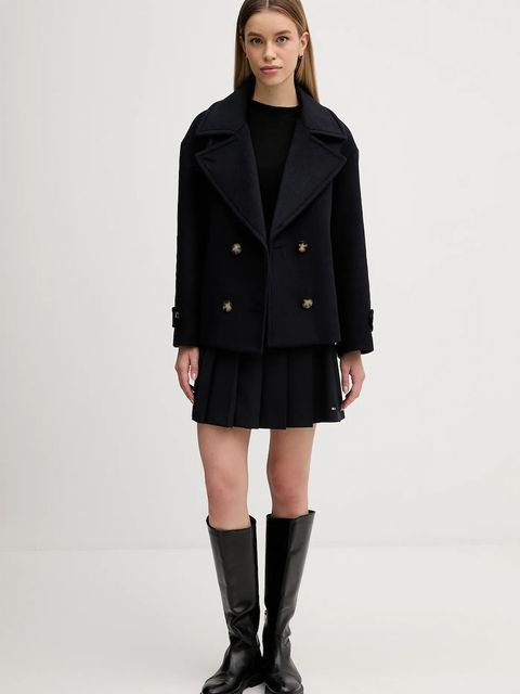 Sisley płaszcz z dodatkiem wełny kolor granatowy 2LAJLN06E - zdjęcie produktu nr 2