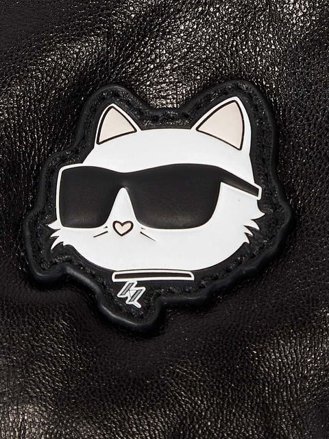 Karl Lagerfeld mitenki skórzane damskie kolor czarny - zdjęcie produktu nr 2