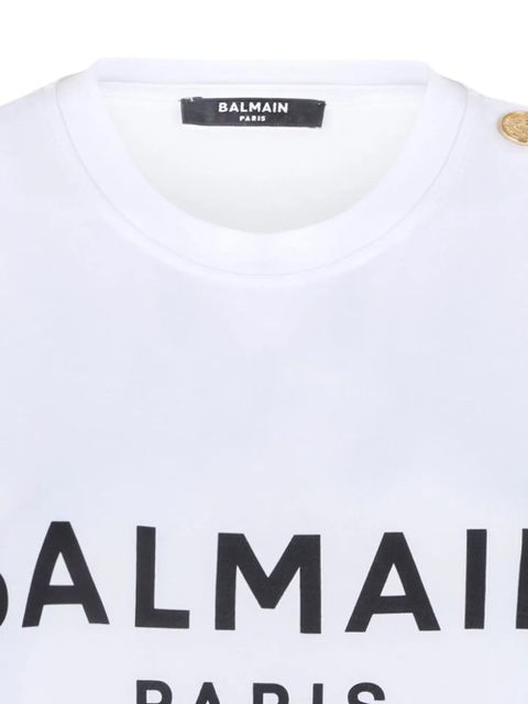 Balmain printed button-embellished tank top - White