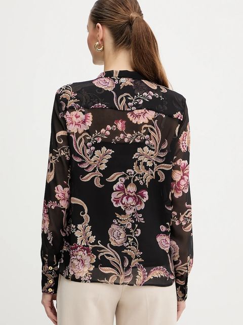 Marciano by Guess koszula VERITY damska kolor czarny regular z wiązanym dekoltem 5BGH14 7310A