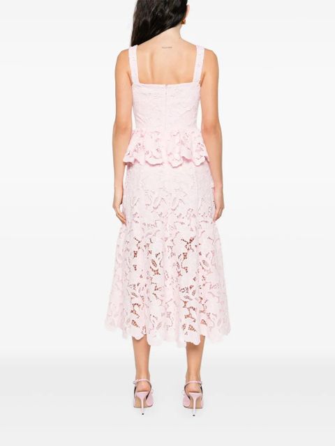 Self-Portrait floral-lace midi dress - Pink