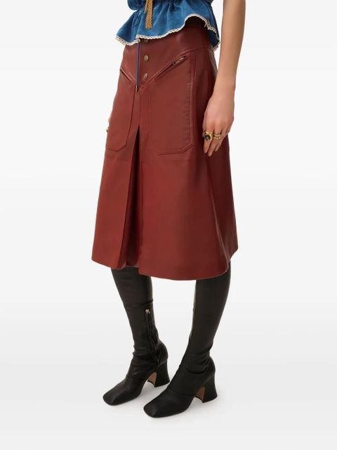 Chloé pocketed leather midi straight skirt - Red - zdjęcie produktu nr 2