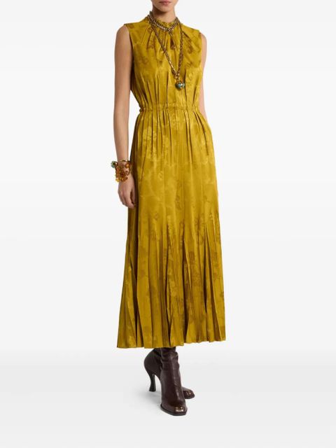ETRO leaf-jacquard pleated dress - Yellow - zdjęcie produktu nr 2