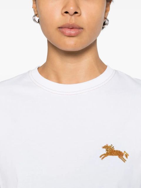 SANDRO horse-embroidery T-shirt - White