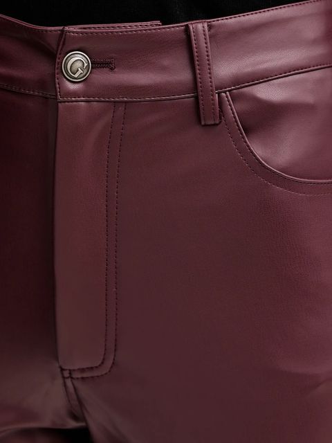 Guess spodnie damskie kolor brązowy proste high waist W5BB75 K8S30