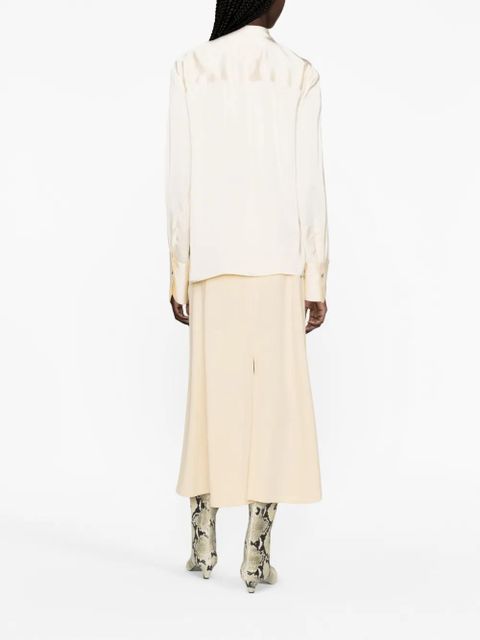 Jil Sander satin-finish tie-neck blouse - Neutrals