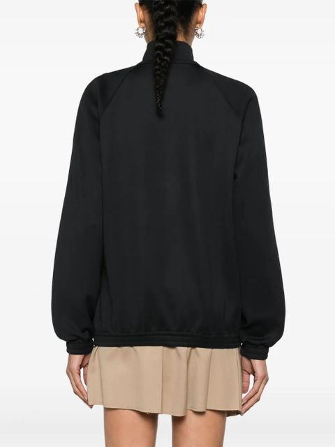 Moncler piped-trim zip-up jersey jacket - Black