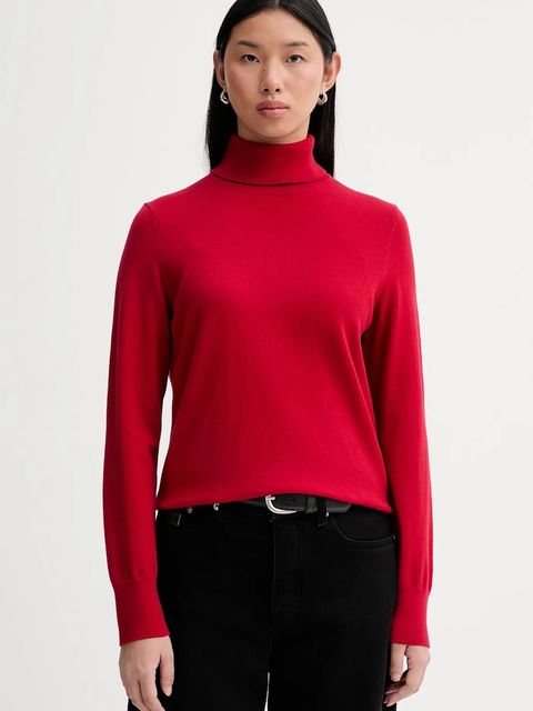 Marc O'Polo sweter damski kolor czerwony lekki z golfem 5000007462 - zdjęcie produktu nr 1