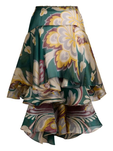 ETRO floral ruffled asymmetric skirt - Green - zdjęcie produktu nr 1