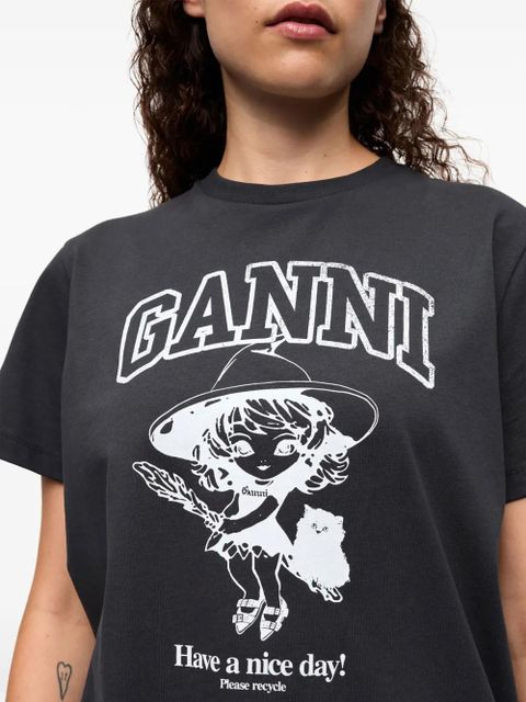GANNI logo-print T-shirt - Black