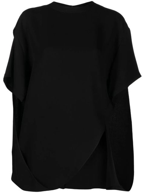 Valentino Garavani drape-detail asymmetric T-shirt - Black - zdjęcie produktu nr 1
