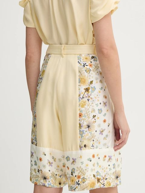 MUNTHE szorty jedwabne FABIANE kolor beżowy wzorzyste high waist 251140125118