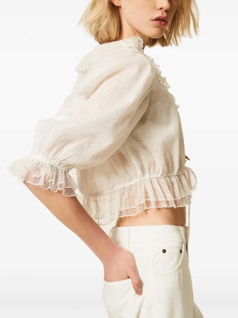 TWINSET ruffled cropped shirt - White