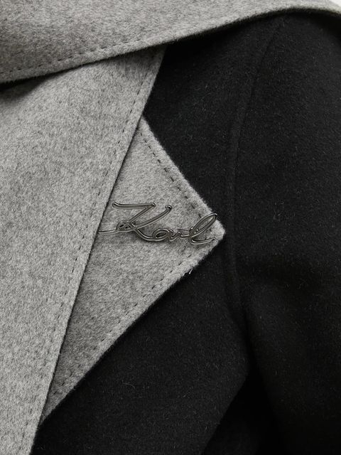 Karl Lagerfeld płaszcz wełniany dwustronny kolor czarny przejściowy A1W15018