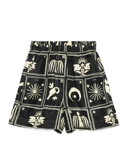 Nanushka Exter folk art-print silk shorts - Black - zdjęcie produktu nr 1